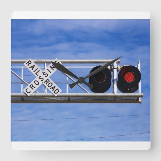 Railroad Crossing Cantilever Square Wall Clock (Front)
