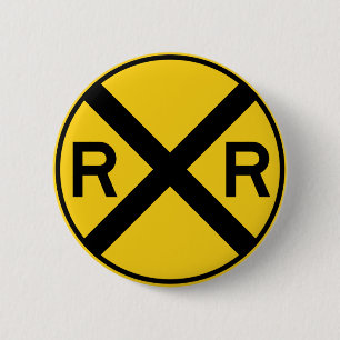 Railroad Crossing Highway Sign 2 Inch Round Button