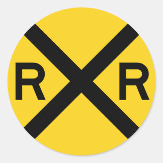 Railroad Crossing Highway Sign Classic Round Sticker