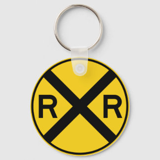 Railroad Crossing Highway Sign Keychain