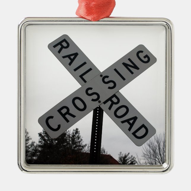 Railroad Crossing Metal Ornament (Front)