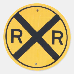 Railroad Crossing Sign Classic Round Sticker