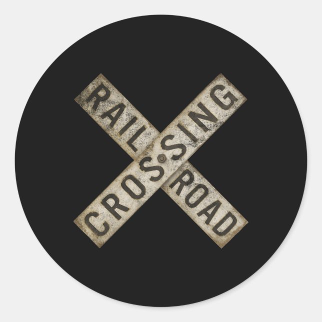 Railroad Crossing Train Sign Train Classic Round Sticker (Front)