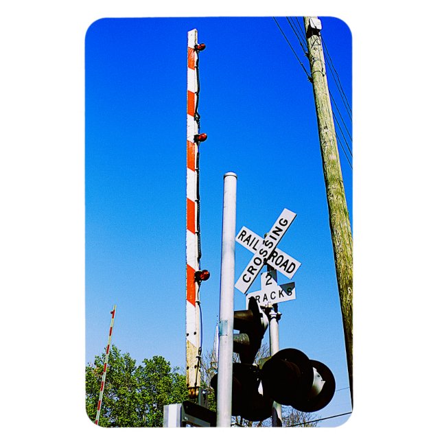Railroad Crossing With Gate in Front of Mast Magnet (Vertical)