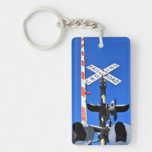 Railroad Crossing With Gate Keychain