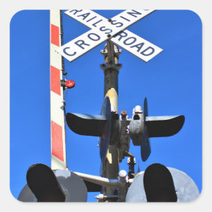 Railroad Crossing With Gate Square Sticker