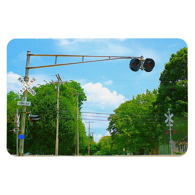 Railroad Crossing With Left Side Signals  Magnet (Horizontal)