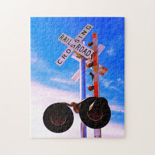Railroad Crossing With Pedestrian Gate Jigsaw Puzzle