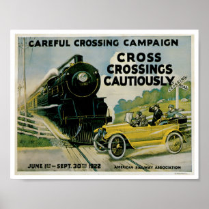 Railroad CrossingsAutomobile Ad Vintage Art Poster
