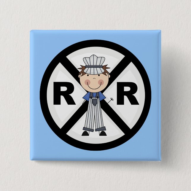 Railroad Engineer-Boy T-shirts and Gifts 2 Inch Square Button (Front)