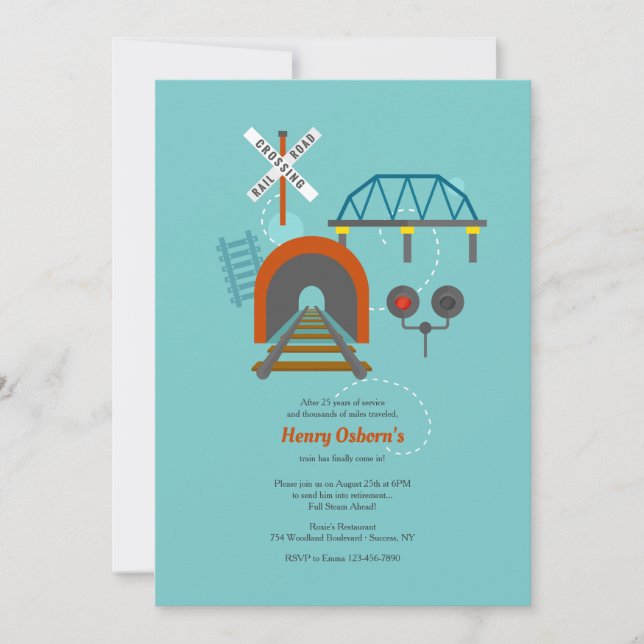 Railroad Engineer Retirement Invitations (Front)