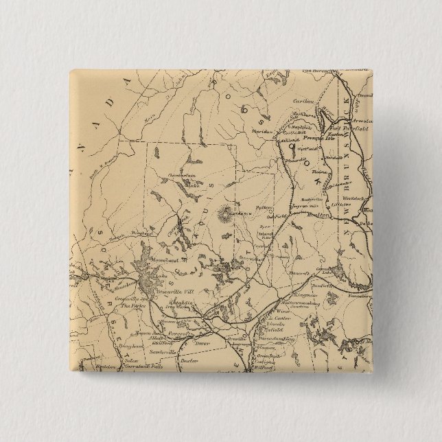 Railroad map of Maine 2 Inch Square Button (Front)