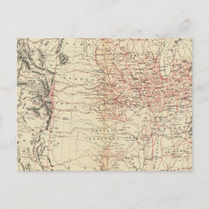 Railroad map US Postcard