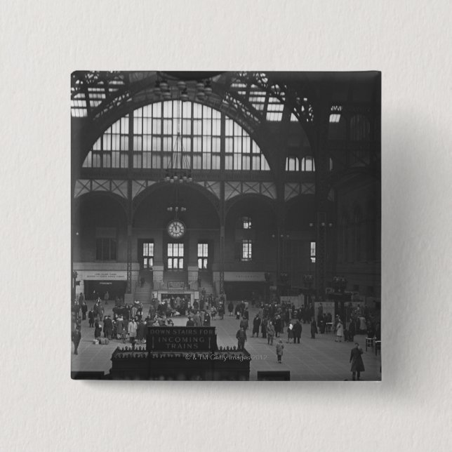Railroad Station 2 Inch Square Button (Front)