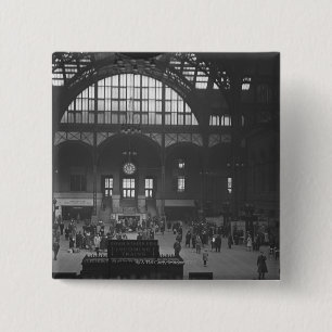 Railroad Station 2 Inch Square Button