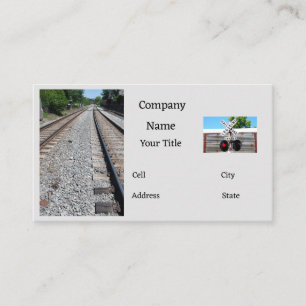 Railroad Tangent track and crossing sign Business Card