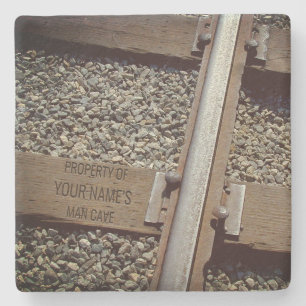Railroad Track Customizable Man-Cave Stone Coaster