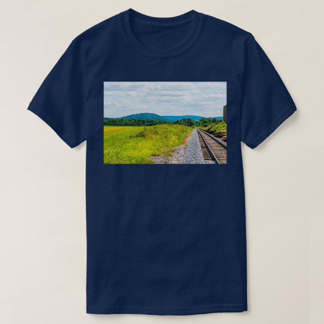 Railroad Tracks and Mountains in Gettysburg PA T-Shirt (Design Front)