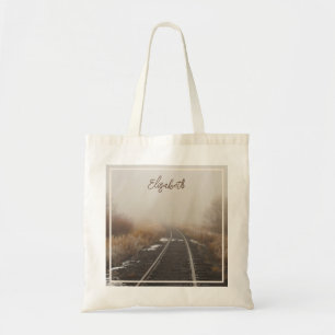 Railroad Tracks Landscape Personalized Tote Bag