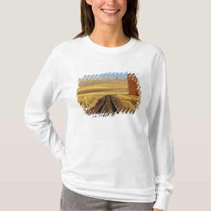 Railroad tracks lead to old granary at Collins T-Shirt