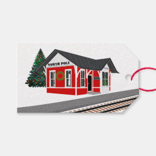 Railroad Train Depot Christmas Gift Favour Tags