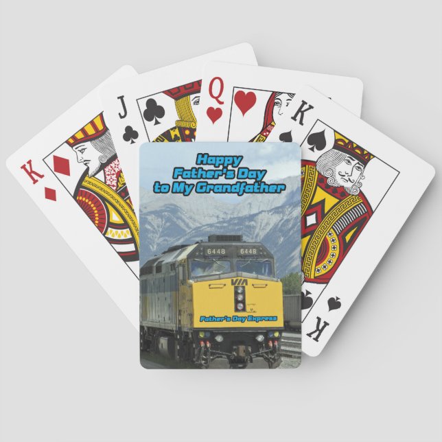 Railroad Train Happy Father's Day Grandfather Playing Cards (Back)