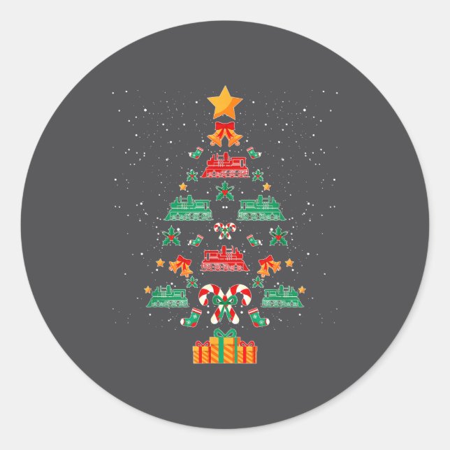 Railroad Train Locomotive Old Train Christmas Tree Classic Round Sticker (Front)