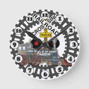 Railroad Train Round Clock