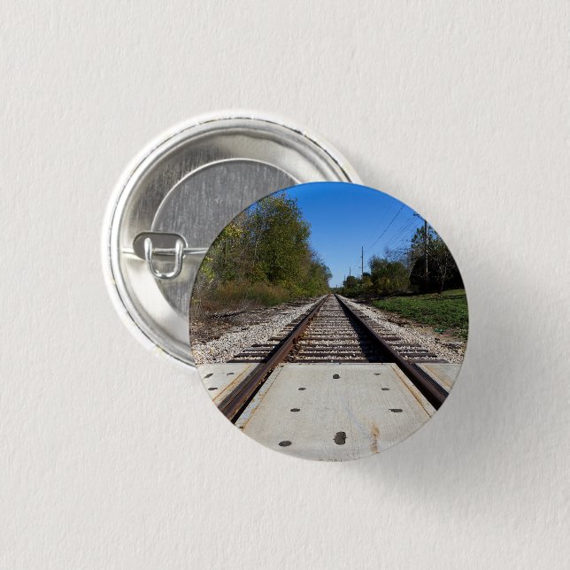 Railroad Train Tracks Scenic Photography 1 Inch Round Button (Front & Back)