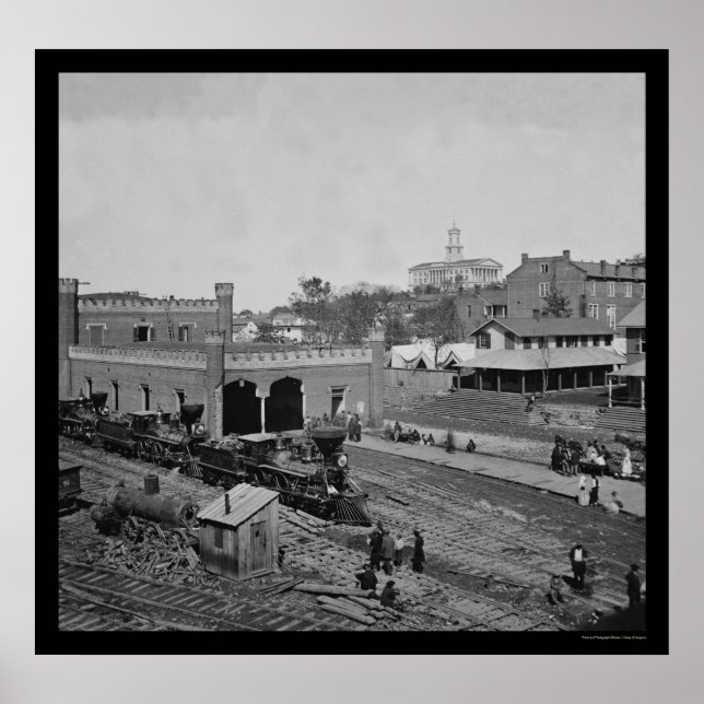 Railroad Yard and Depot in Nashville, TN 1864 Poster (Front)