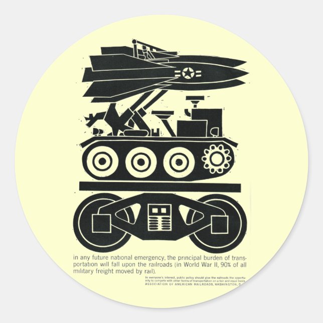 Railroads Moved 90% of all Freight in World War 2 Classic Round Sticker (Front)