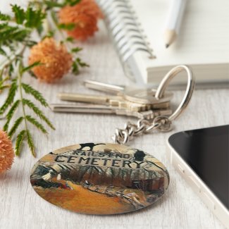 Rail's End Cemetary Button Keychain