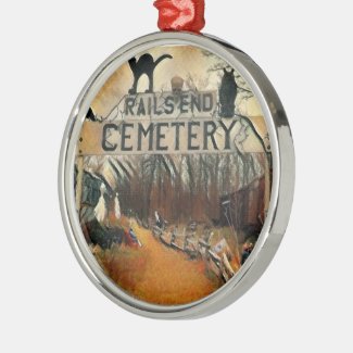 Rail's End Cemetary Ceramic Round Ornament