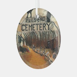 Rail's End Cemetary Glass Circle Ornament