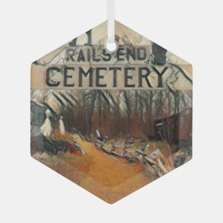 Rail's End Cemetary Glass Hexagon Ornament