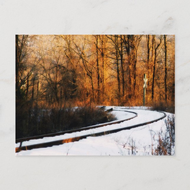 Rails In Winter Postcard (Front)