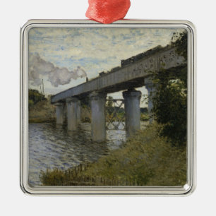 Railway Bridge at Argenteuil (Railroad) (by Monet) Metal Ornament