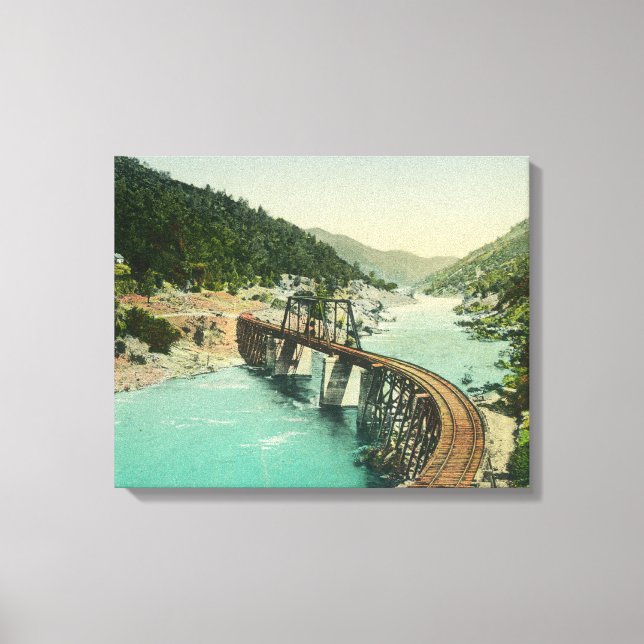 Railway Bridge over Merced River Canvas Print (Front)