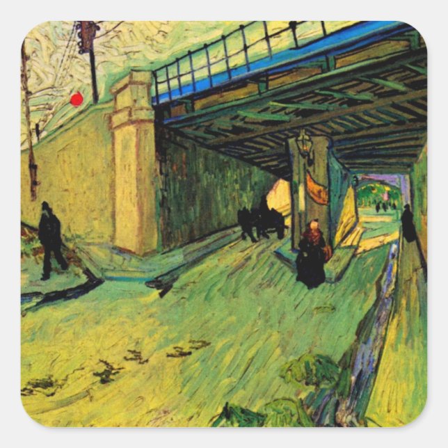 Railway Bridge over Montmajour by Vincent van Gogh Square Sticker (Front)