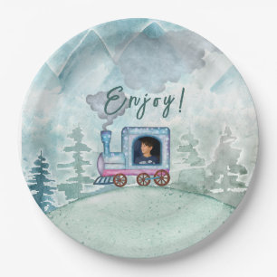 Railway cartoon kid design paper plate
