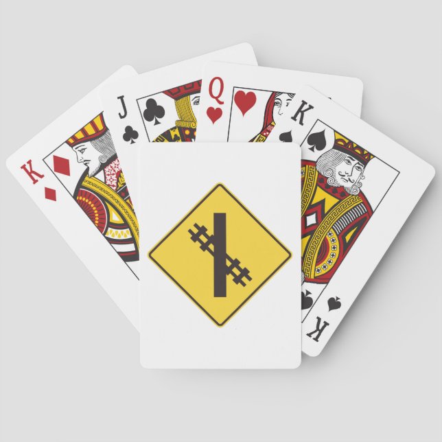 Railway Crossing Road Sign Playing Cards (Back)
