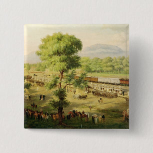 Railway in the Valley of Mexico, 1869 2 Inch Square Button