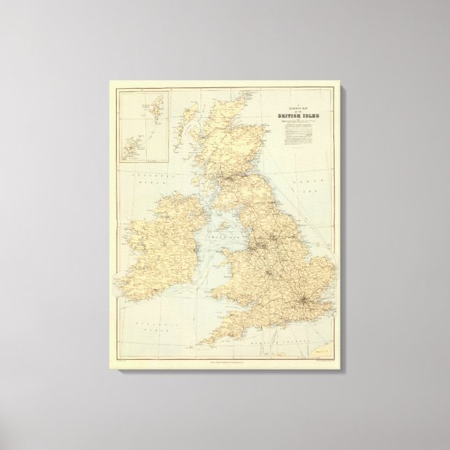 Railway map, British Isles Canvas Print (Front)