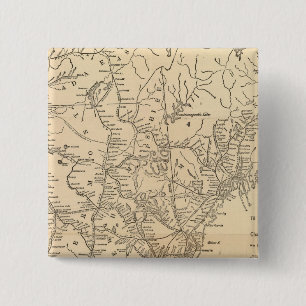 Railway map New England States 2 Inch Square Button