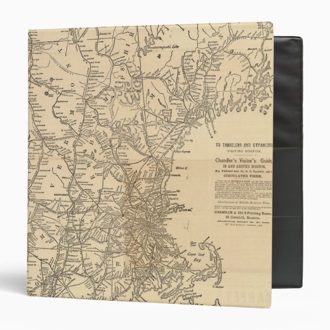 Railway map New England States Binder (Front/Inside)