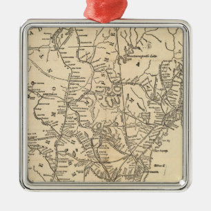 Railway map New England States Metal Ornament