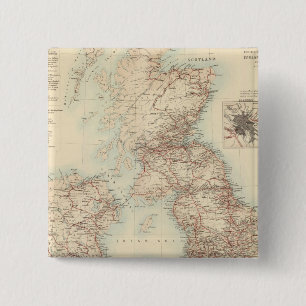 Railway Map of the British Isles 2 Inch Square Button