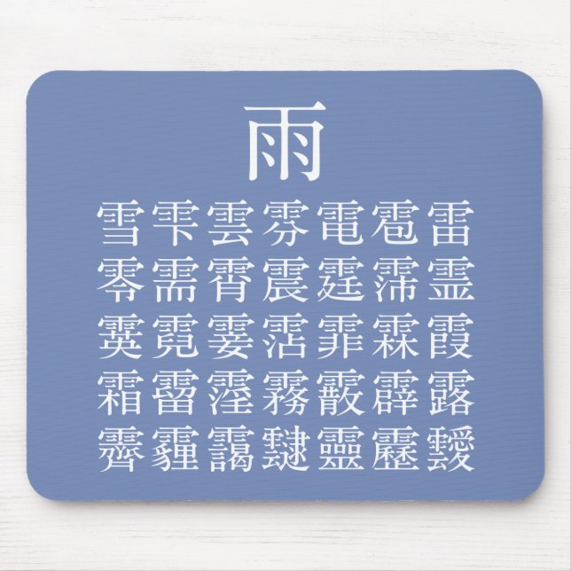 Rain and Rain Cap Kanji Mouse Pad (Front)