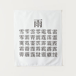 Rain and Rain Cap Kanji Tapestry