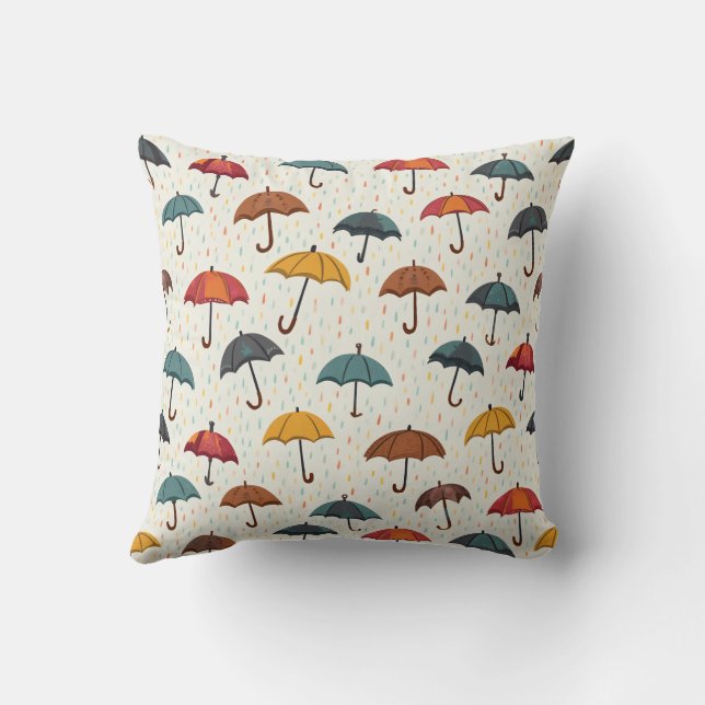 rain and umbrella throw pillow (Back)
